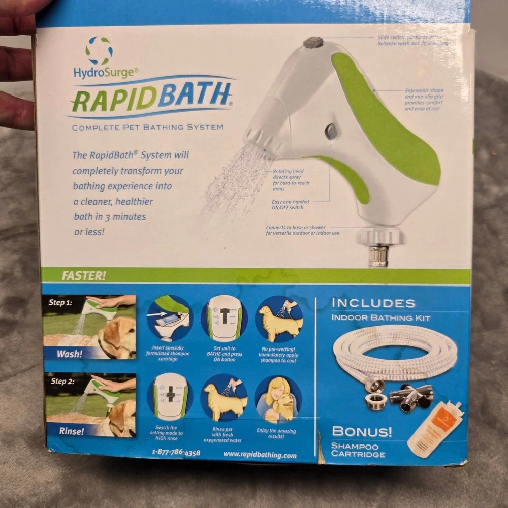 HydroSurge RapidBath Complete Pet Bathing System Dog Wash Indoor Kit Green White